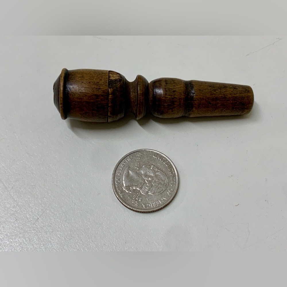 Antique Treen Lidded Turned Wooden Vintage Compartment